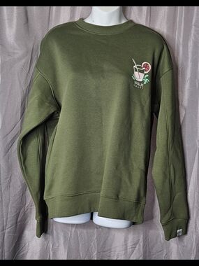 Free Planet Olive Green Relaxed Crewneck Sweatshirt
